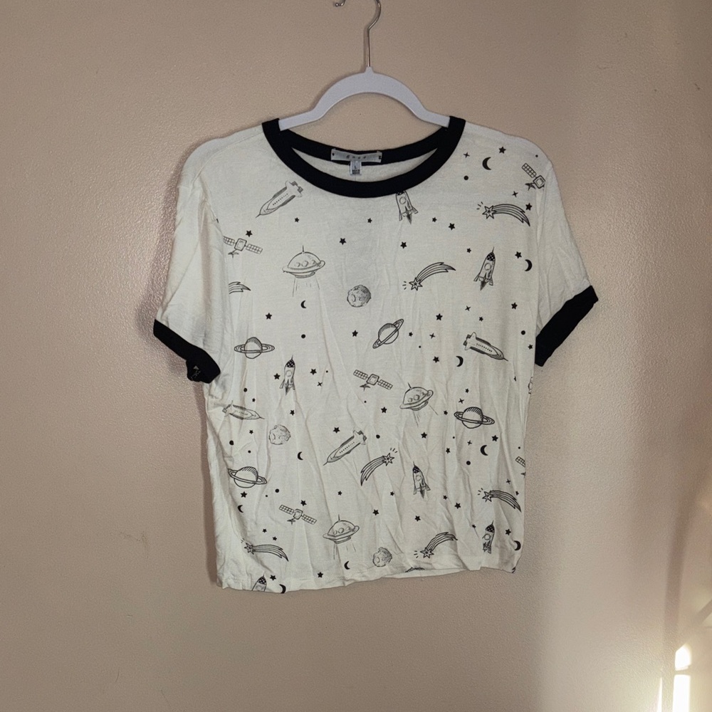 Gaze White Tee with Black Space Design